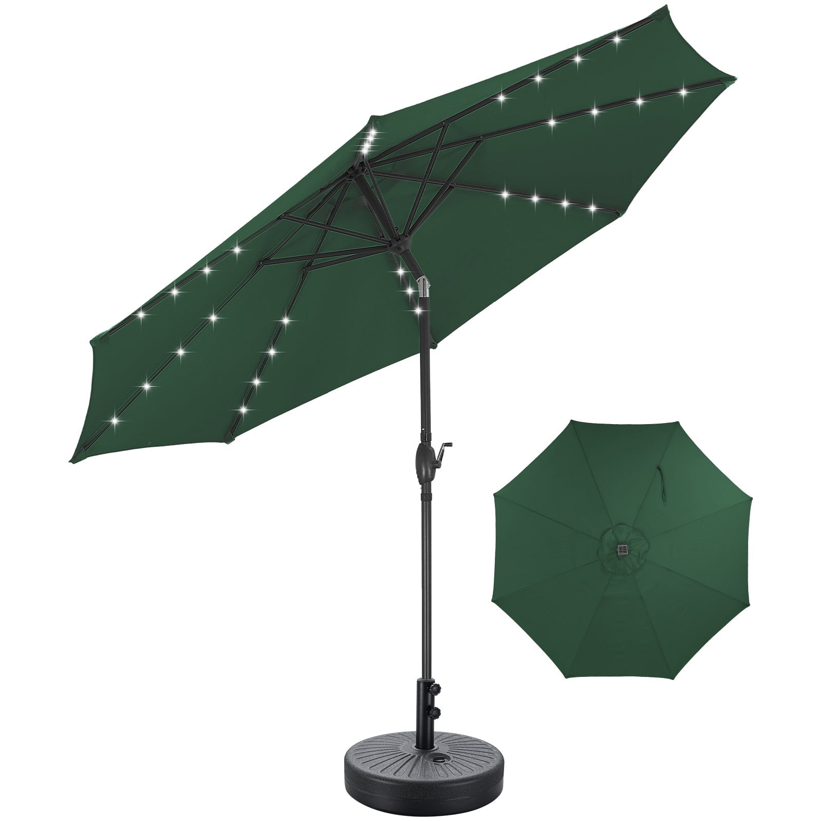 Ainfox 10ft Solar Patio Umbrella Outdoor Umbrella Market Umbrella With Umbrella Base - OVERLANDERS Outfitter