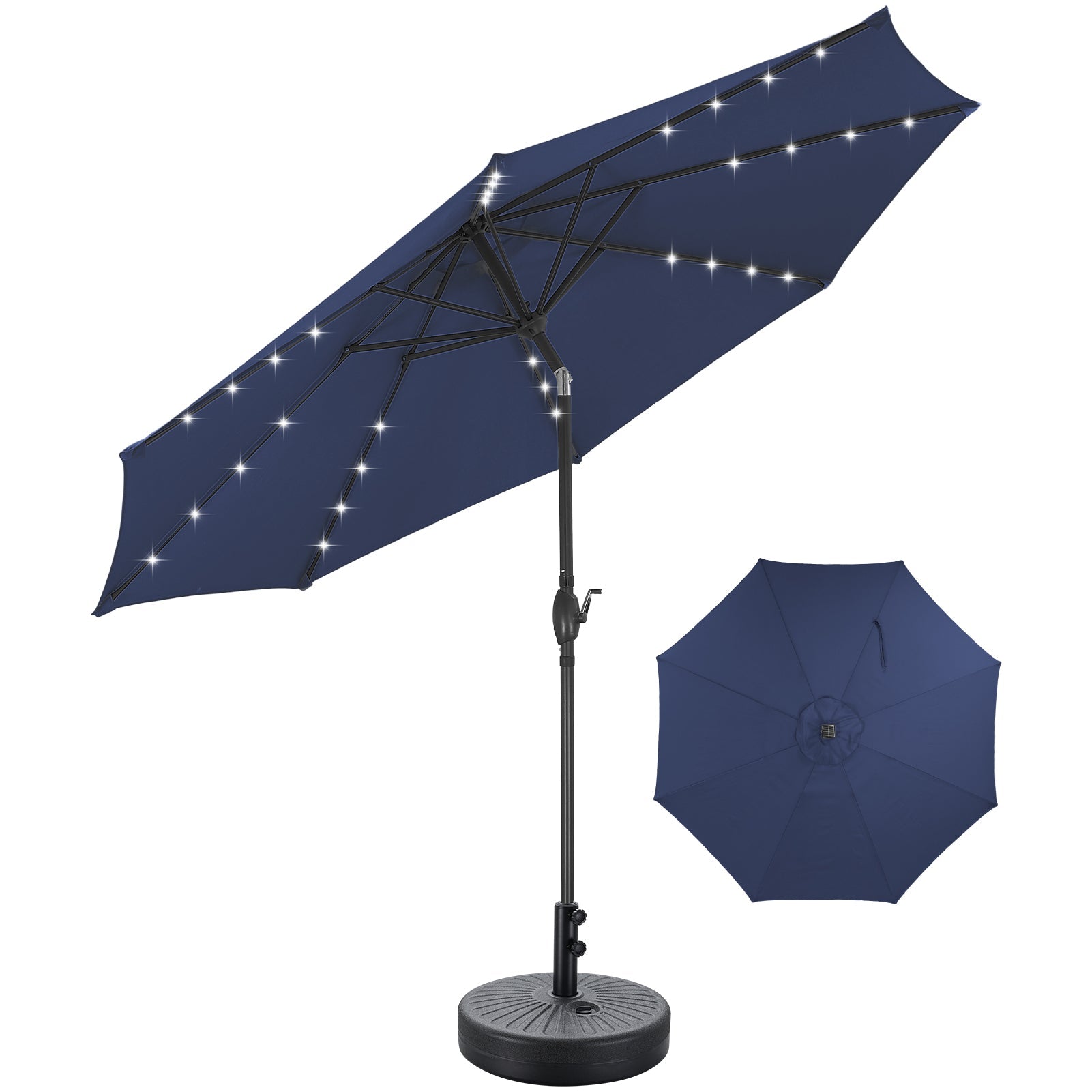 Ainfox 10ft Solar Patio Umbrella Outdoor Umbrella Market Umbrella With Umbrella Base - OVERLANDERS Outfitter