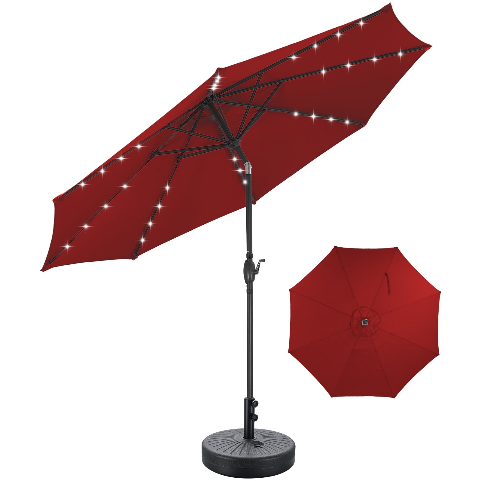 Ainfox 10ft Solar Patio Umbrella Outdoor Umbrella Market Umbrella With Umbrella Base - OVERLANDERS Outfitter