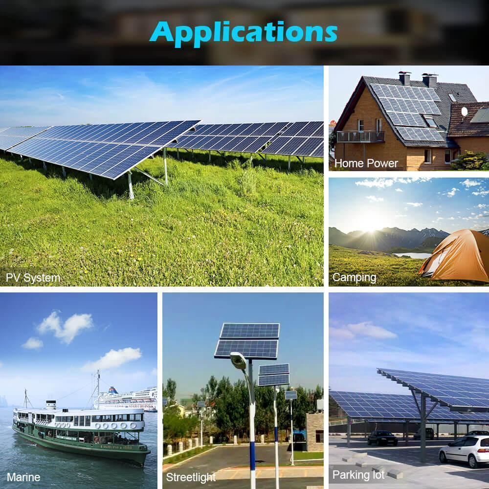 Green Vista Living Sungold Power 550W Mono PERC solar panel full pallet with 32 monocrystalline solar panels stacked together.