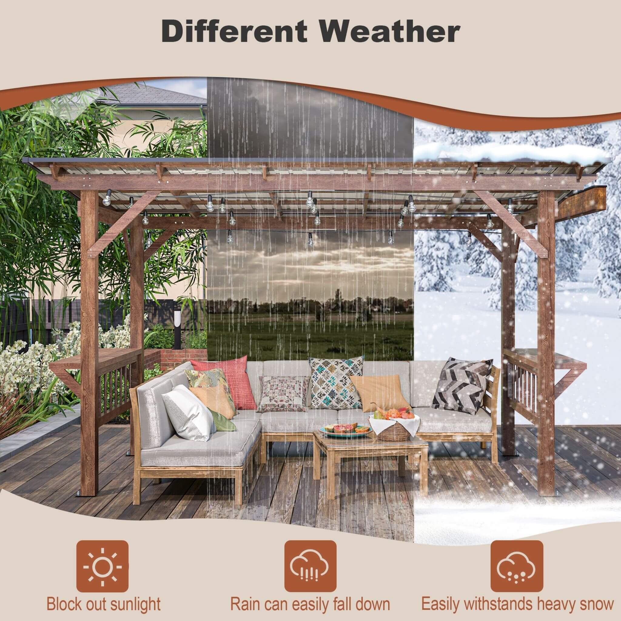 [06X13FT] Alora Durable Outdoor Hardtop BBQ Grill Shelter Gazebo With Shelves (SAK65420) - We The Collective