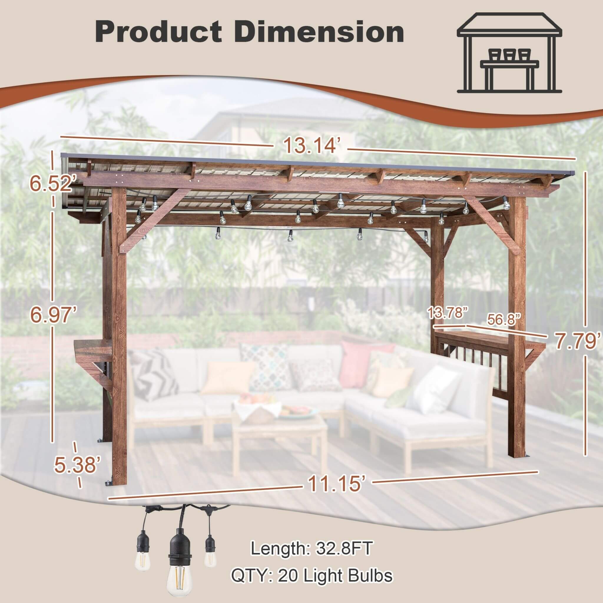 [06X13FT] Alora Durable Outdoor Hardtop BBQ Grill Shelter Gazebo With Shelves (SAK65420) - We The Collective