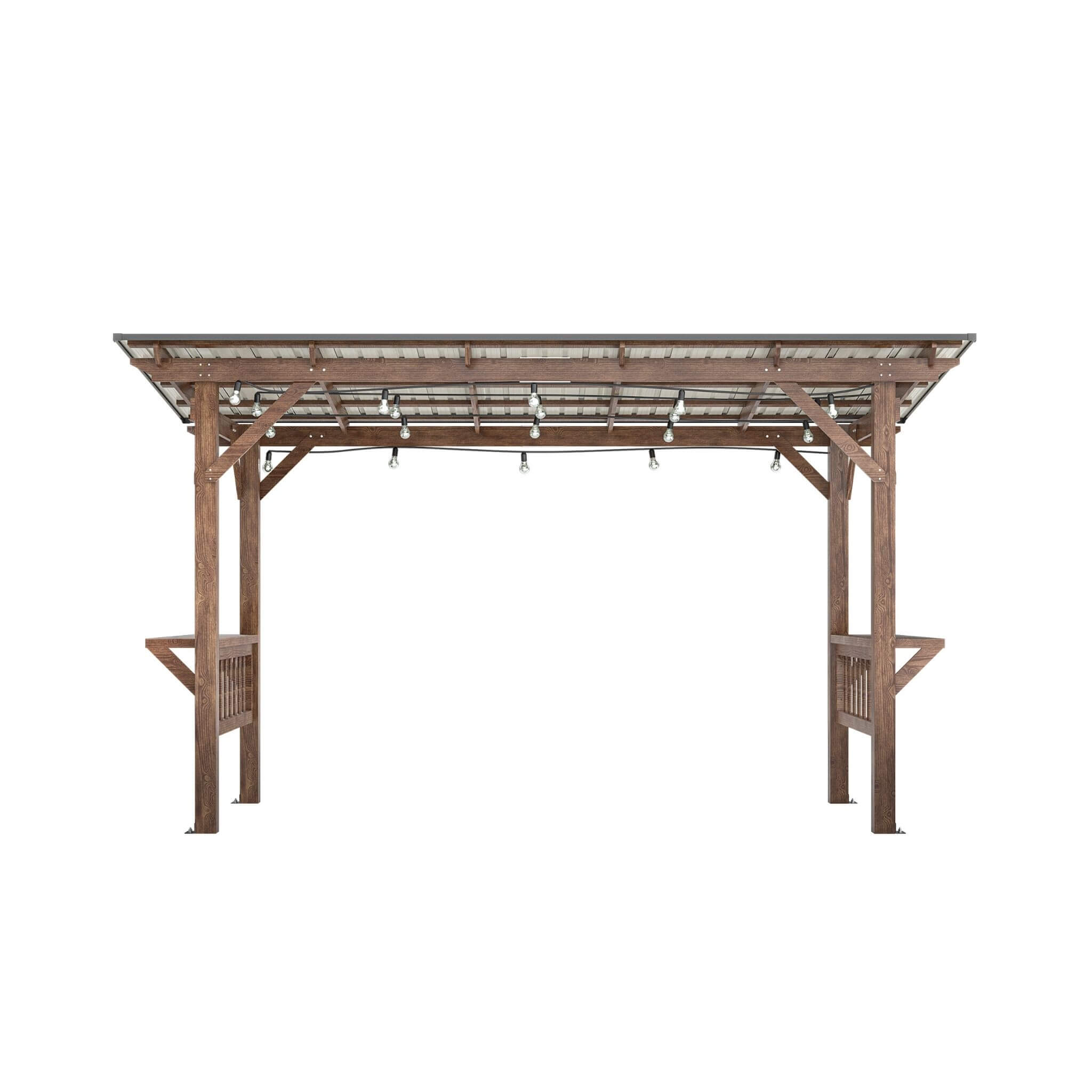 [06X13FT] Alora Durable Outdoor Hardtop BBQ Grill Shelter Gazebo With Shelves (SAK65420) - We The Collective