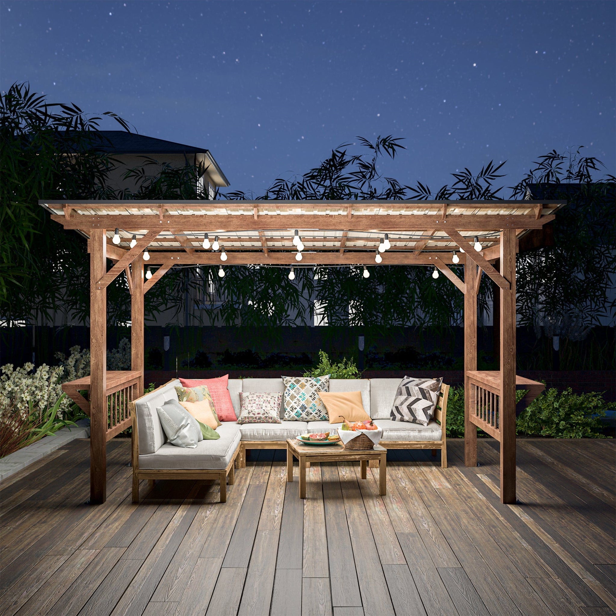 [06X13FT] Alora Durable Outdoor Hardtop BBQ Grill Shelter Gazebo With Shelves (SAK65420) - We The Collective
