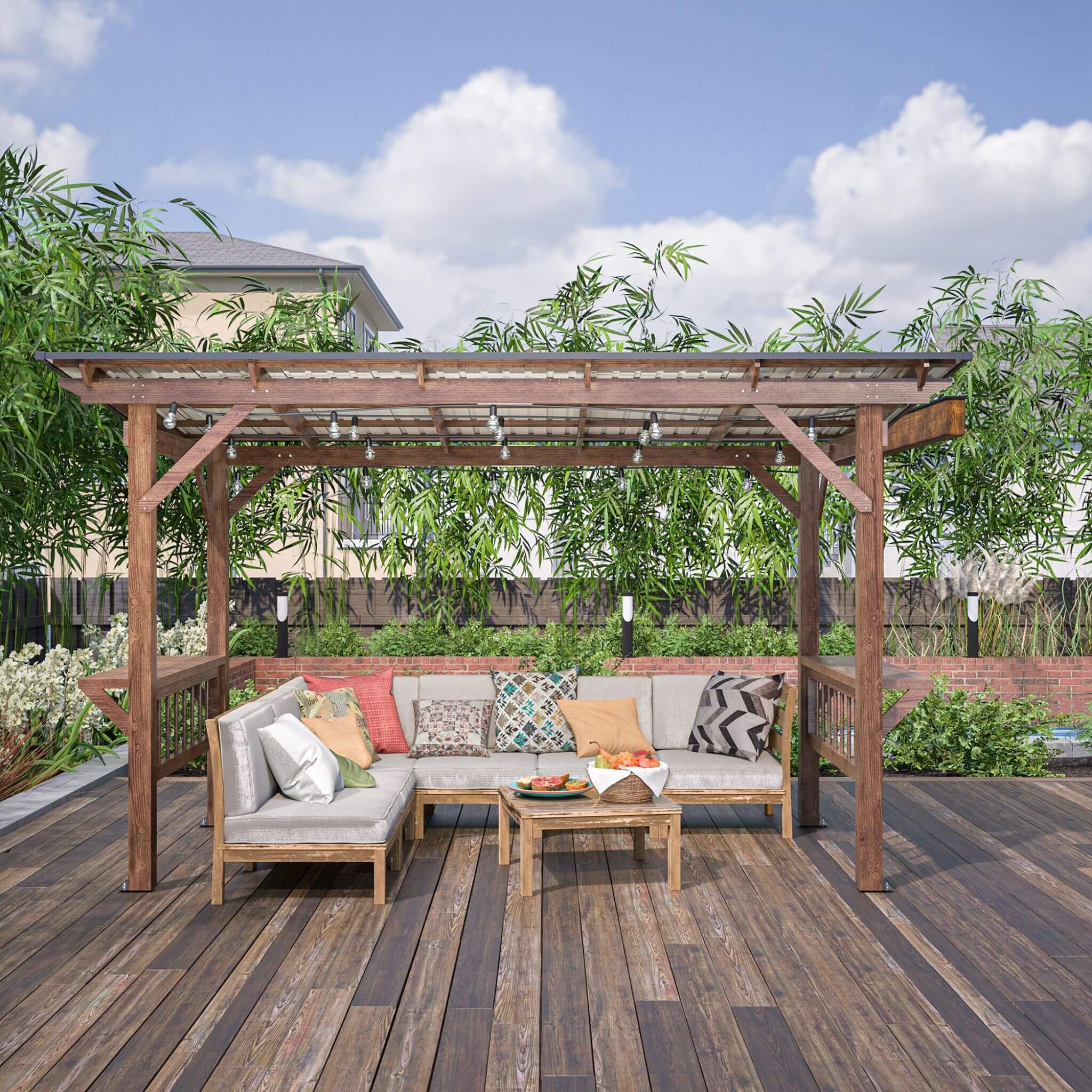 [06X13FT] Alora Durable Outdoor Hardtop BBQ Grill Shelter Gazebo With Shelves (SAK65420) - We The Collective