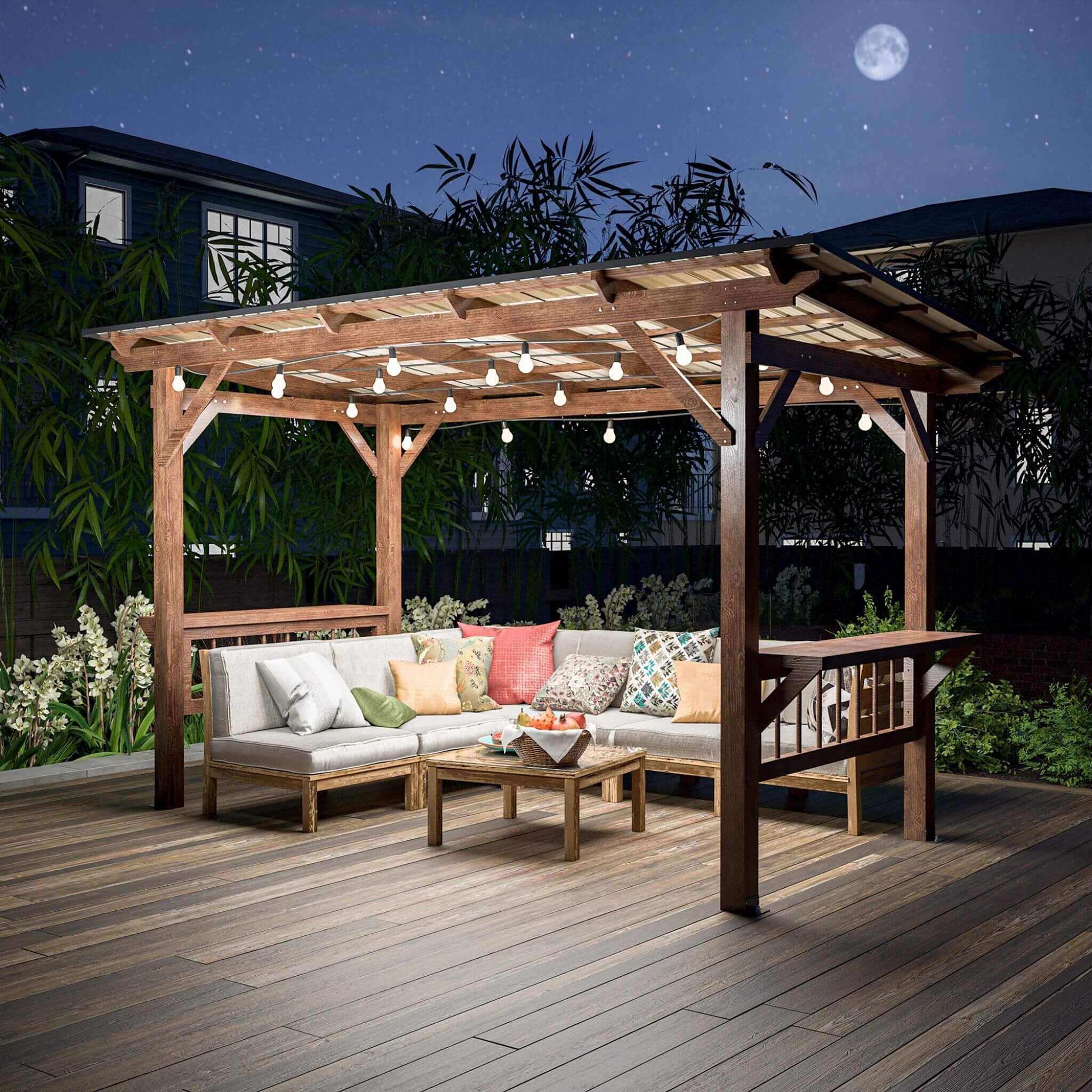[06X13FT] Alora Durable Outdoor Hardtop BBQ Grill Shelter Gazebo With Shelves (SAK65420) - We The Collective