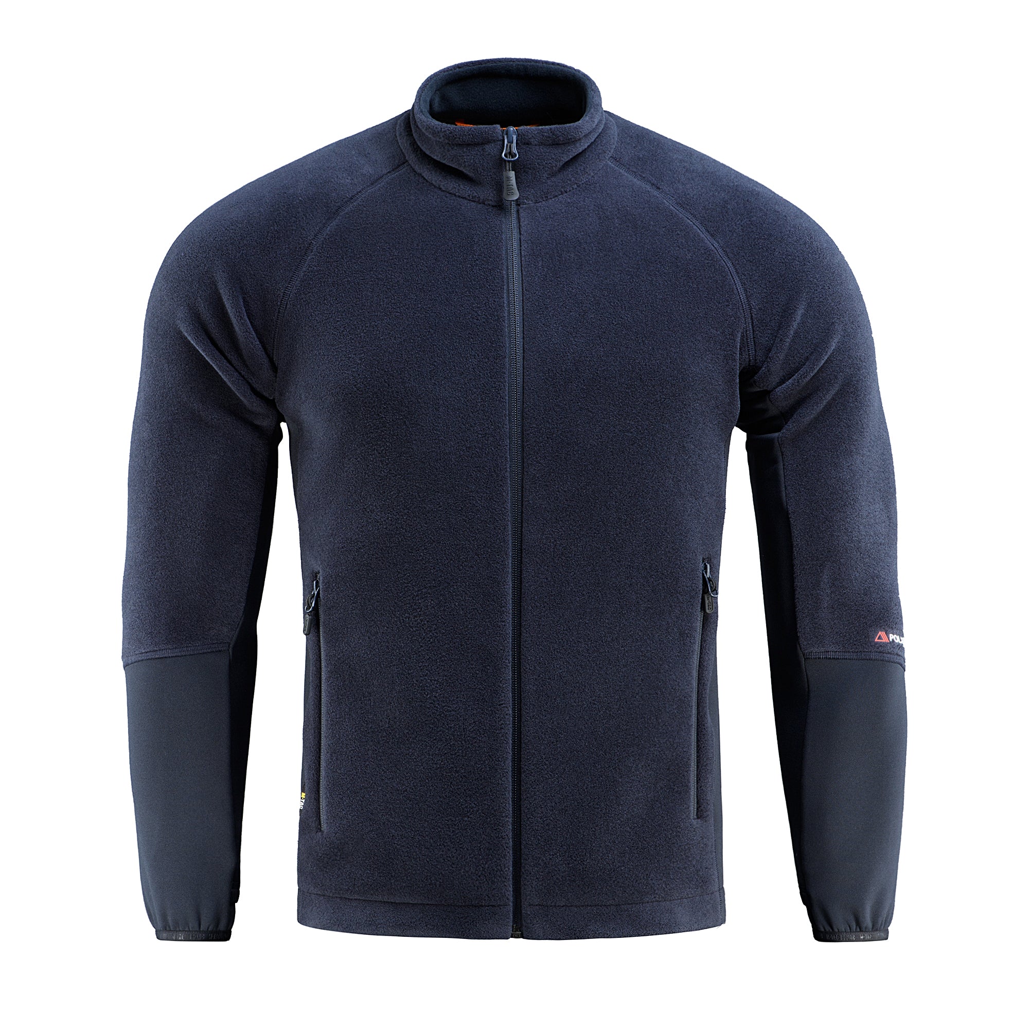 M-TAC Polartec Sport fleece jacket in dark color, showcasing a zipped front and adjustable cuffs for outdoor activities.