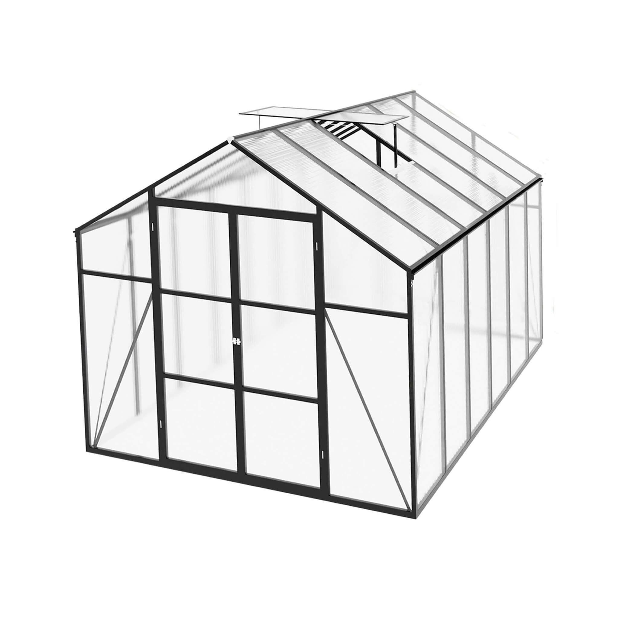 [08X12FT] All-Season Outdoor Backyard Polycarbonate Greenhouse With Raised Base And Aluminum Frame (SAK78614) - We The Collective
