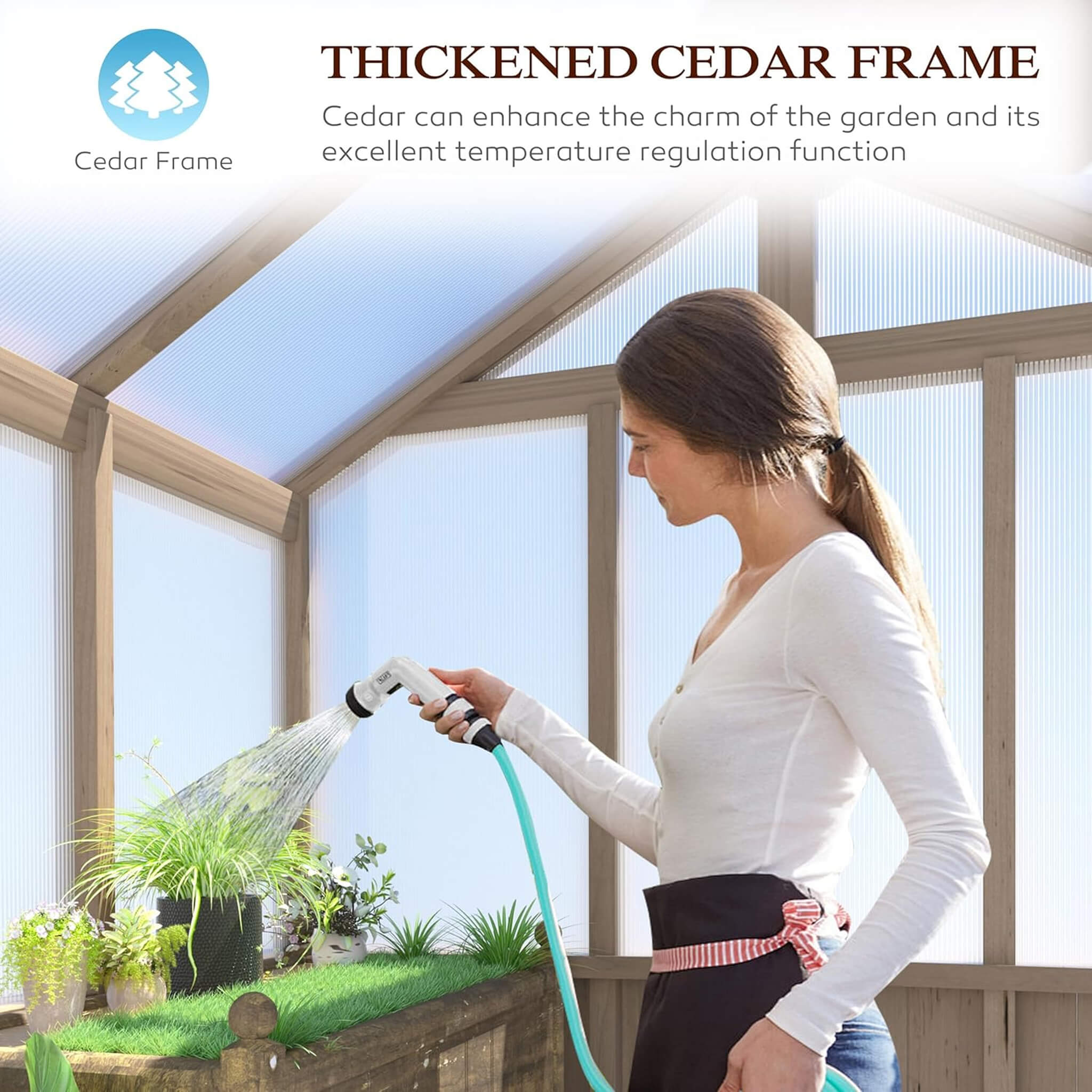 [08X16FT] Large Heavy-Duty Outdoor Wooden Greenhouse With 6MM Polycarbonate Panels And Vent Roof (SAK18467) - We The Collective
