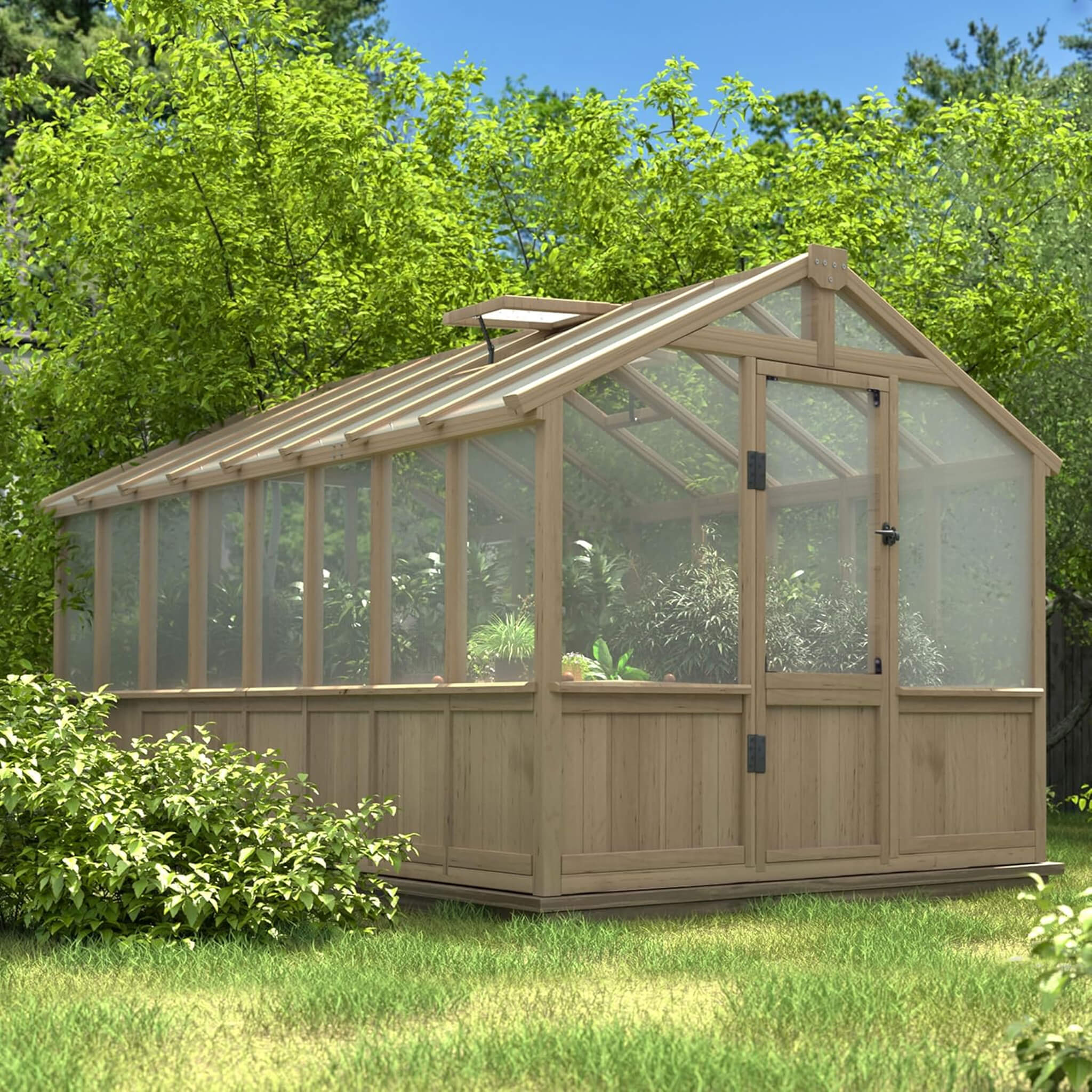 [08X16FT] Large Heavy-Duty Outdoor Wooden Greenhouse With 6MM Polycarbonate Panels And Vent Roof (SAK18467) - We The Collective