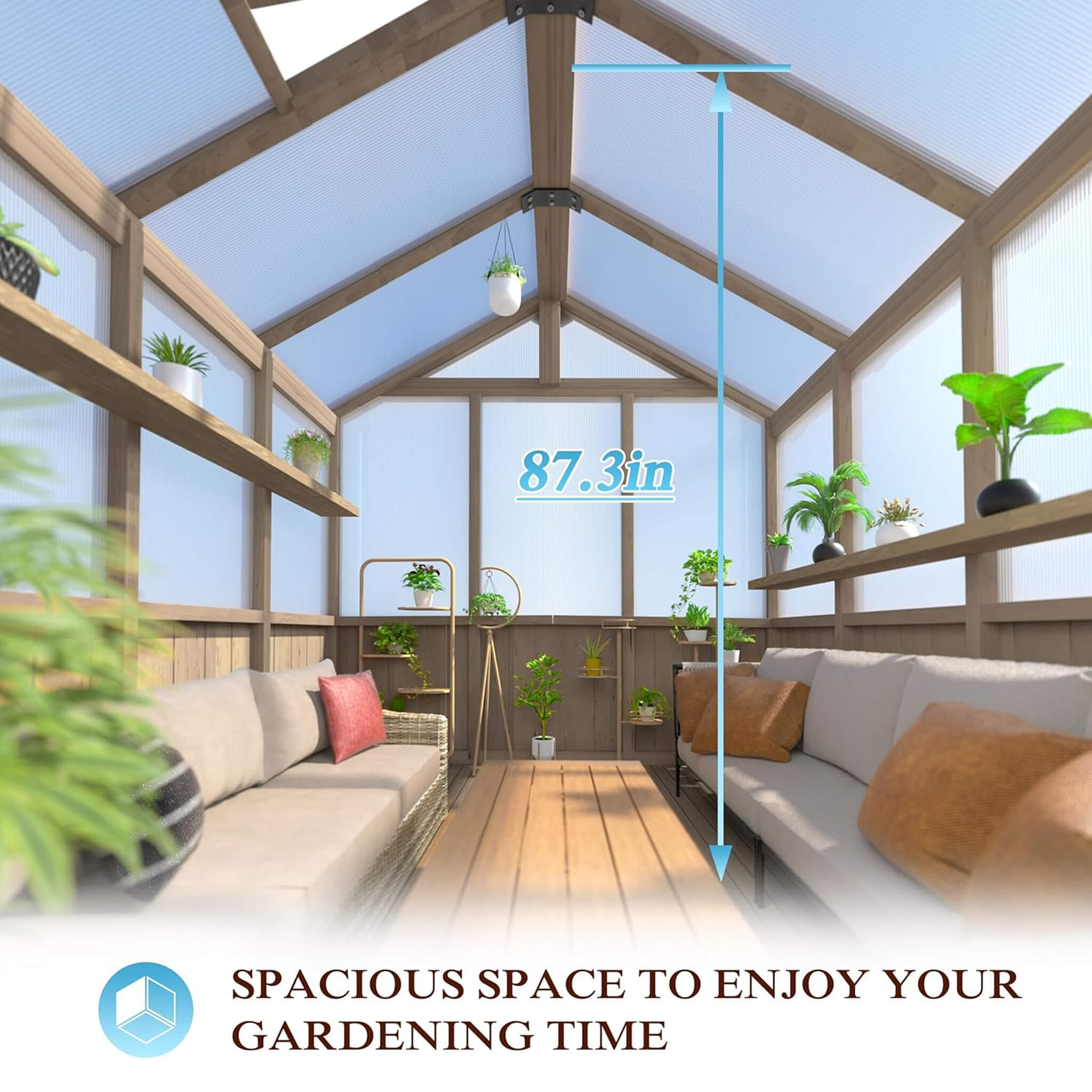 [08X16FT] Large Heavy-Duty Outdoor Wooden Greenhouse With 6MM Polycarbonate Panels And Vent Roof (SAK18467) - We The Collective