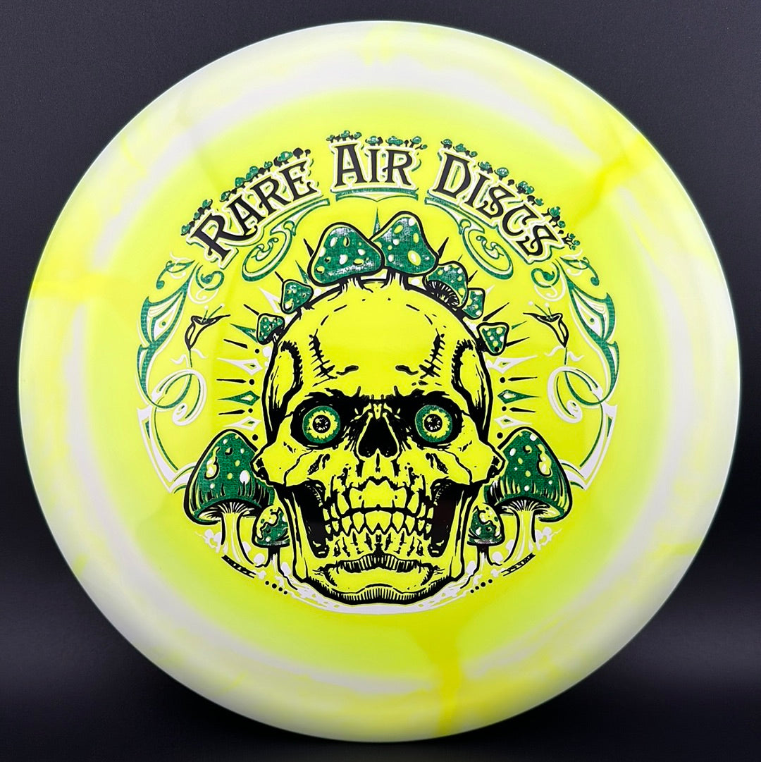 Halo S-Blend Conqueror disc golf disc by Rare Air Discs, featuring a vibrant design and aerodynamic shape for precision throws.
