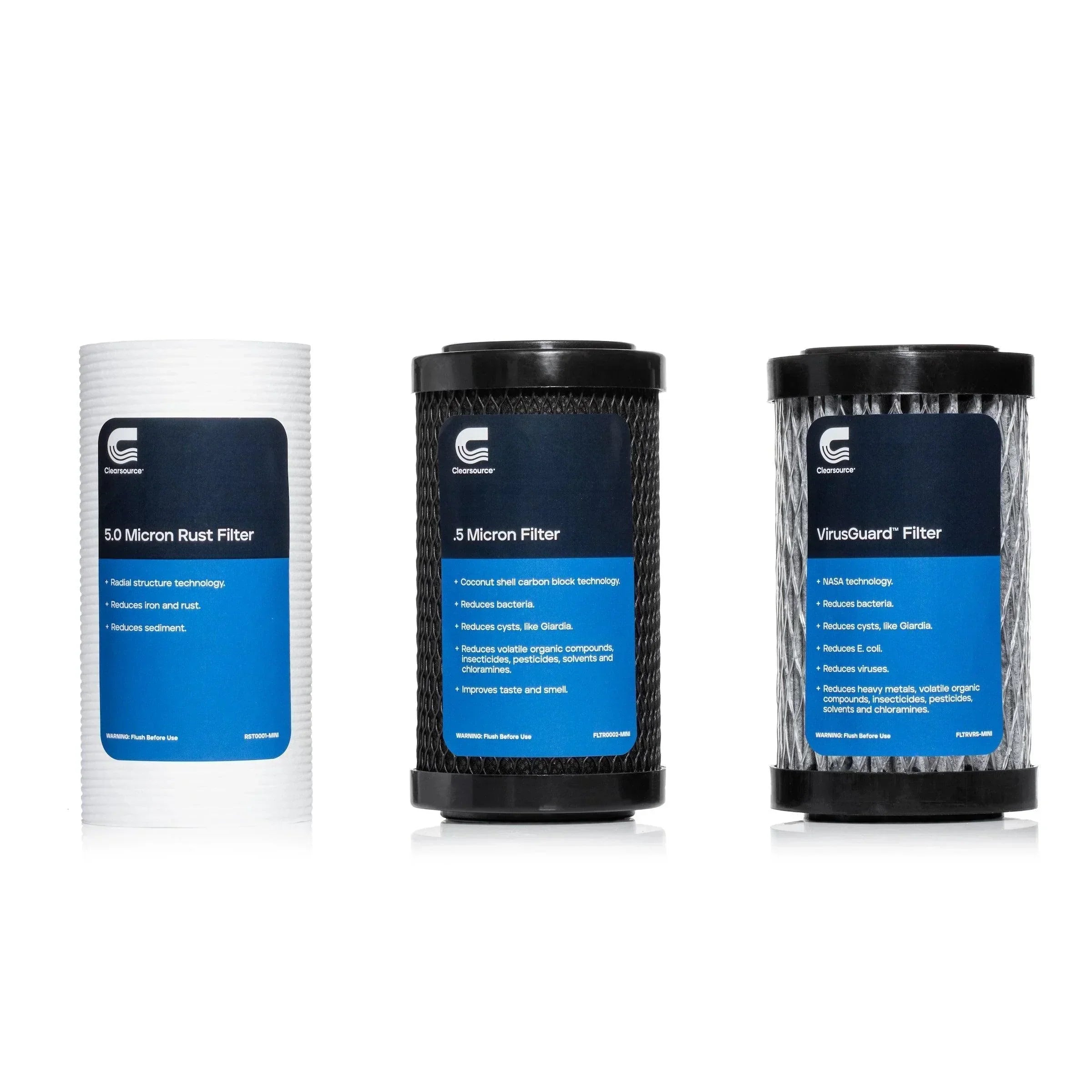 Green Vista Living Clearsource Ultra Mini RV Water Filter System showing compact water filter unit for RV purification