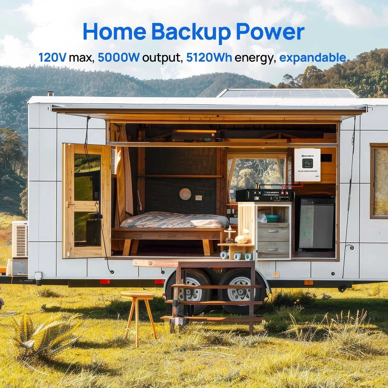 ECO-WORTHY 20.48KWh/30.72KWh Home Backup Power With 48V 100Ah LiFePO4 And 10000W 48V Off-Grid Inverter - OVERLANDERS Outfitter
