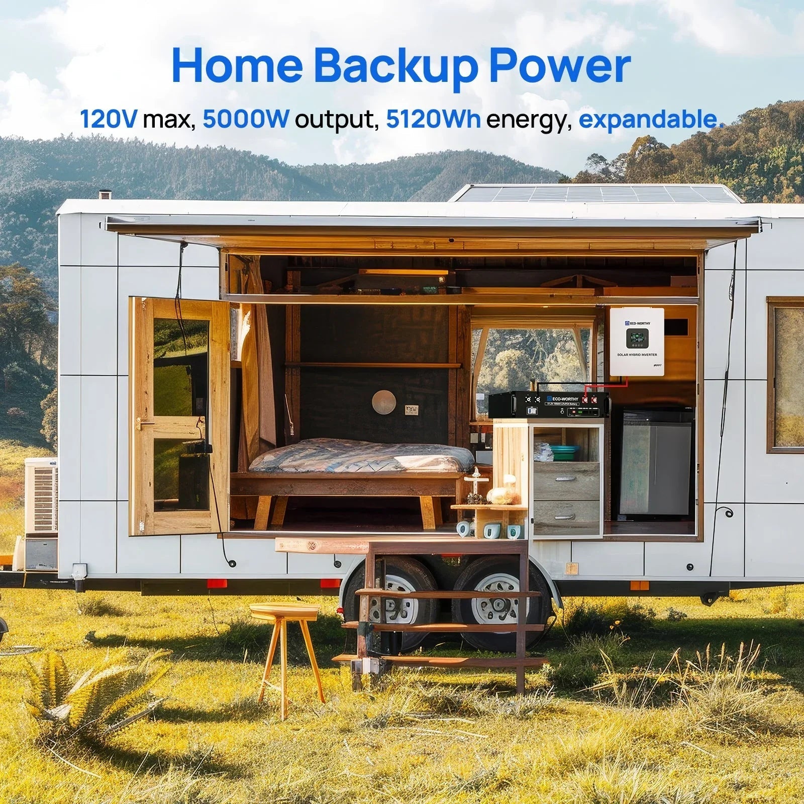 ECO-WORTHY 20.48KWh/30.72KWh Home Backup Power With 48V 100Ah LiFePO4 And 10000W 48V Off-Grid Inverter - OVERLANDERS Outfitter