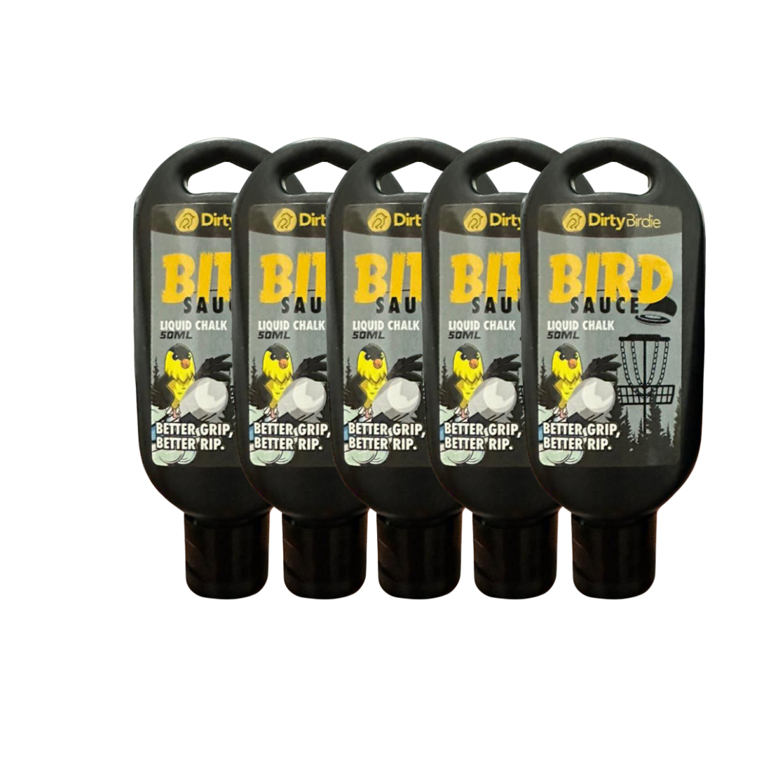 Assorted Dirty Birdie Bird Sauce 5 pack with colorful bottles of flavorful sauces for chicken and poultry dishes.