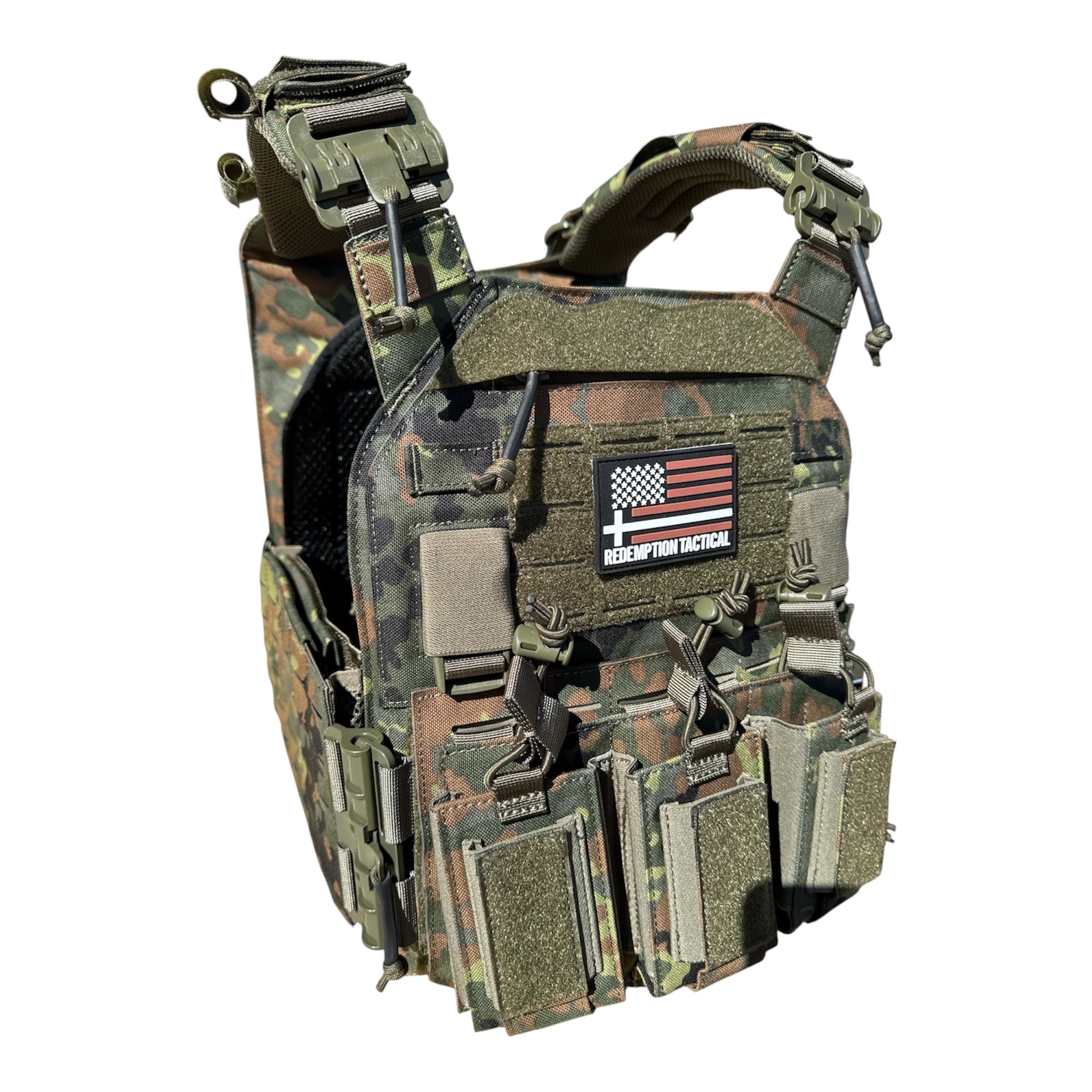Redemption Tactical Crusader 2.0 V4 plate carrier vest with adjustable straps and MOLLE webbing for tactical gear.