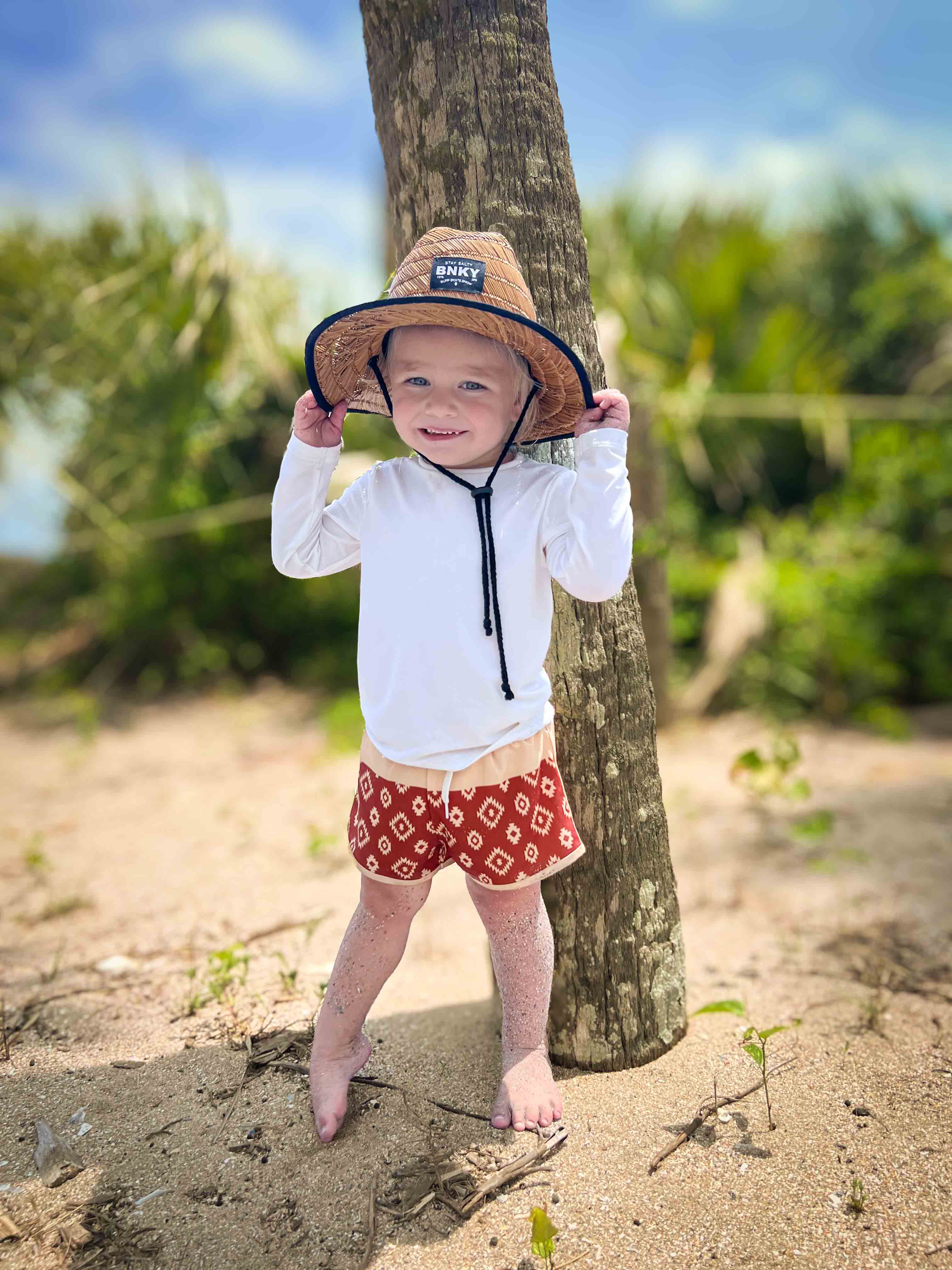 Color block hybrid shorts by Keep the Littles Wild featuring vibrant color blocking and a casual, sporty design.