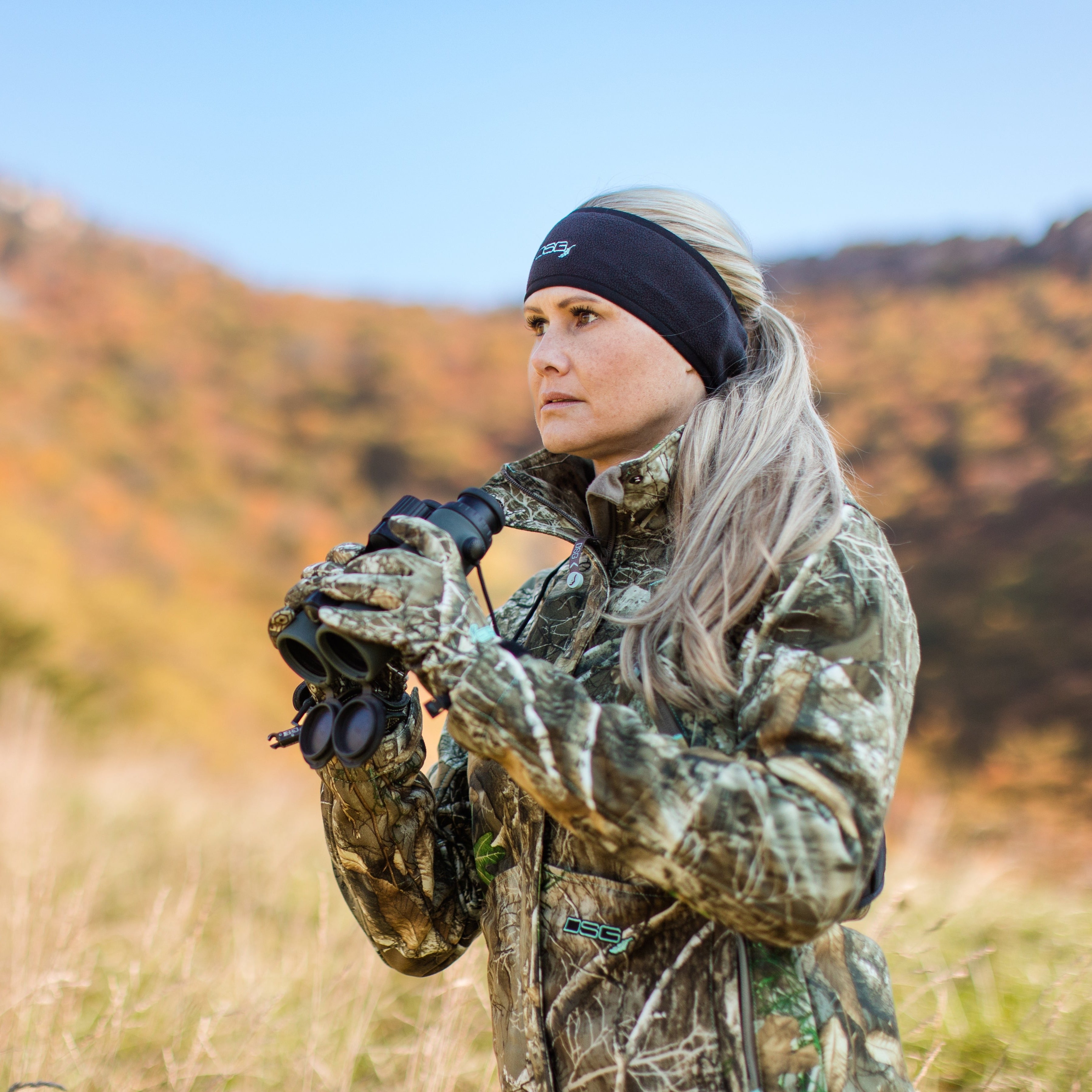 Reversible Hunt headband by DSG OUTERWEAR featuring a stylish, versatile design in neutral tones, suitable for outdoor wear