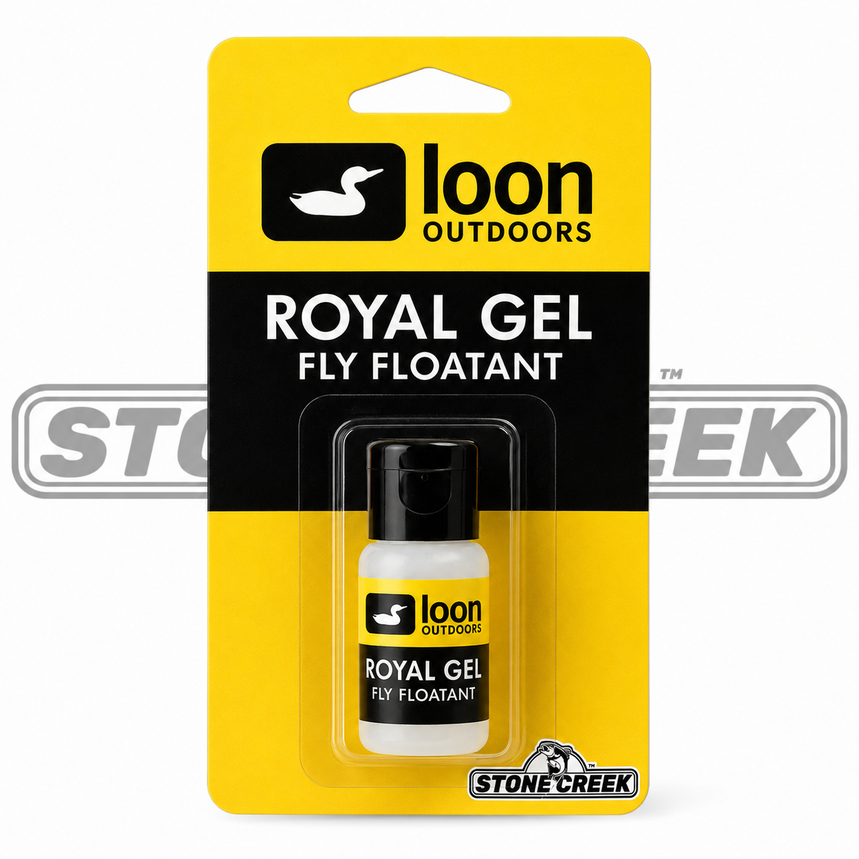 Loon™ Royal Gel™ Fly Floatant bottle by Stone Creek Outfitters, designed for waterproofing and floating fishing flies.