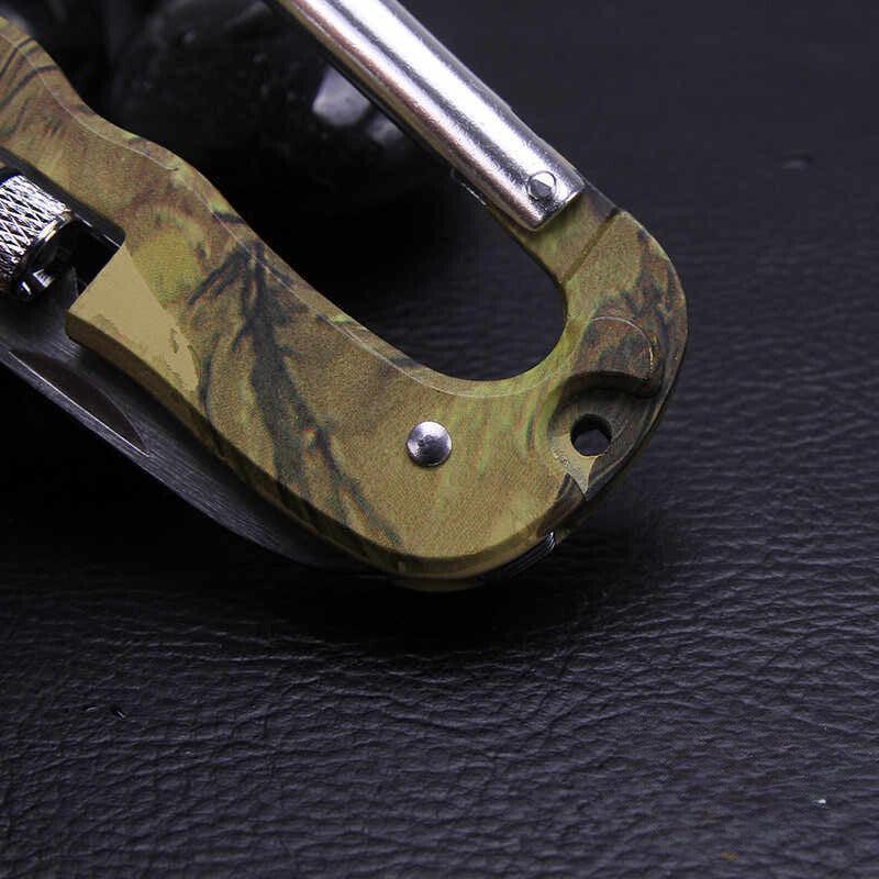 Camouflage outdoor multifunctional carabiner from Bean's Moto Booth with metal clip and versatile design for outdoor activities