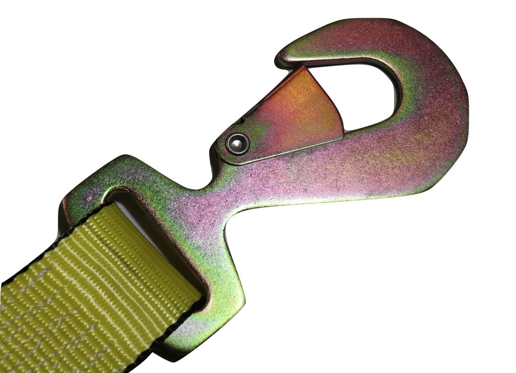 Yellow 2" x 8 ft axle wrap auto tie-down ratchet straps with snap hooks, ideal for towing, by RatchetStrap.Com, 4-pack.