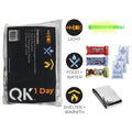Emergency kit in resealable bag with essential supplies for one person, designed for quick grab and bug-out scenarios.