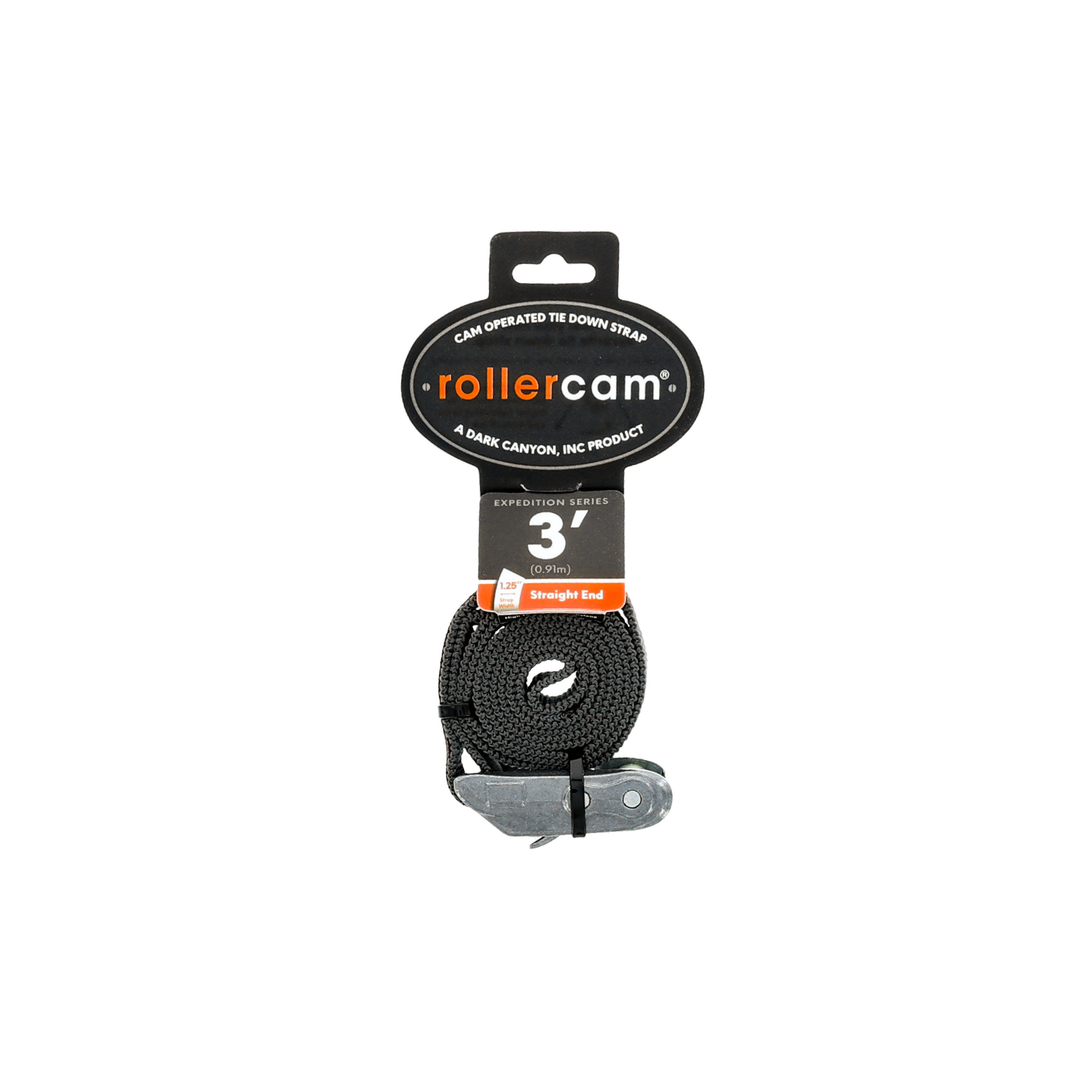 Rollercam 1.25" straight end strap with durable fabric and strong stitching, showcasing its design and functionality.