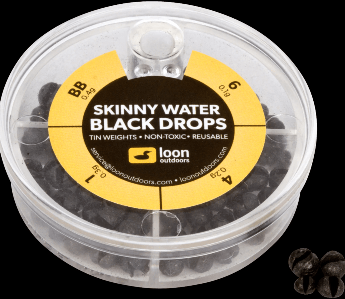 Loon™ Tin Drop Shot Assortments, fishing tackle with various colorful drop shot baits inside a compact tin container.