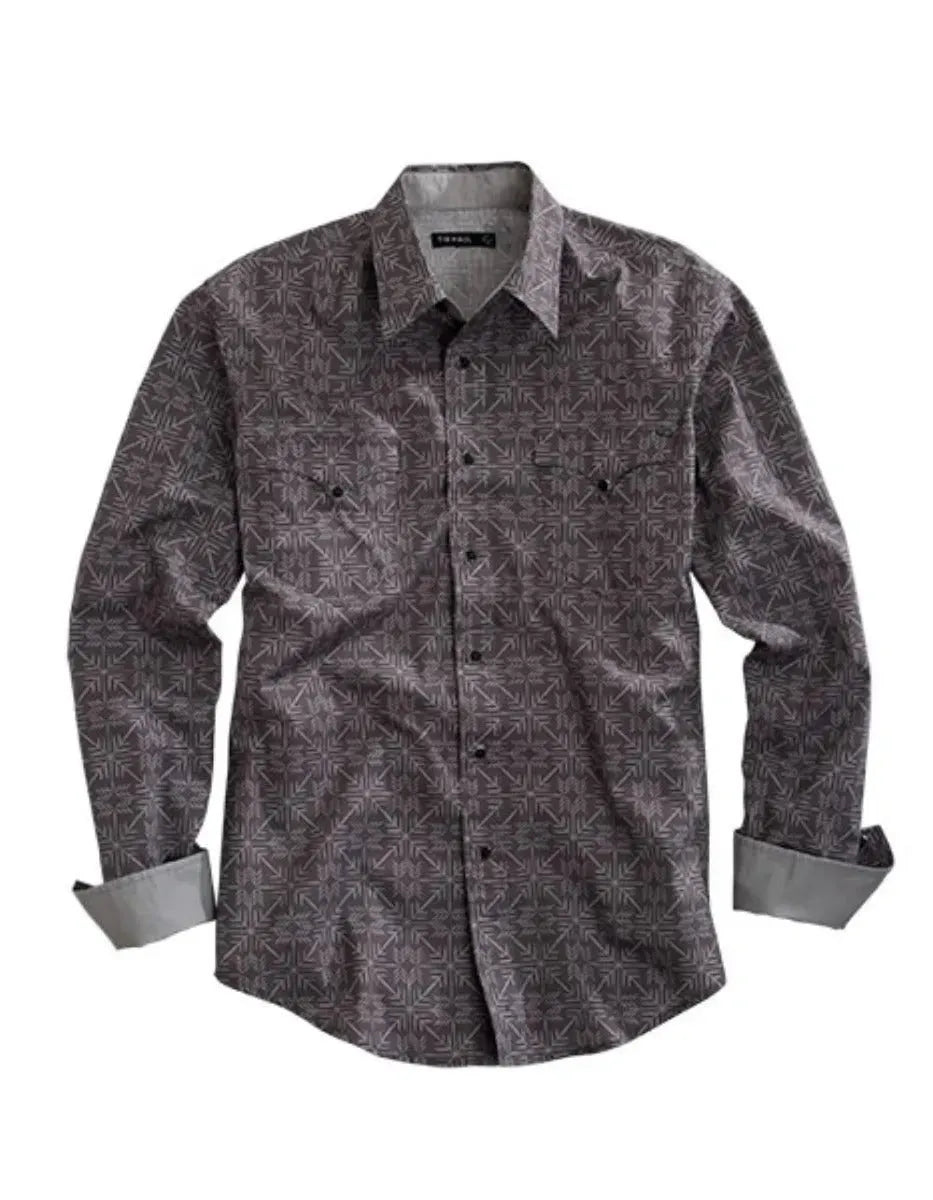 Tin Haul Arrow Points Print Long Sleeve (Grey) - Men's Western Shirt - OVERLANDERS Outfitter