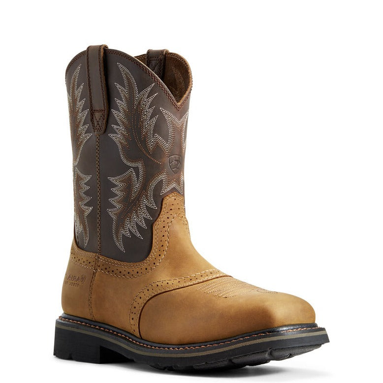 Ariat men's Sierra steel toe workboots in brown, showcasing a rugged design and durable construction.