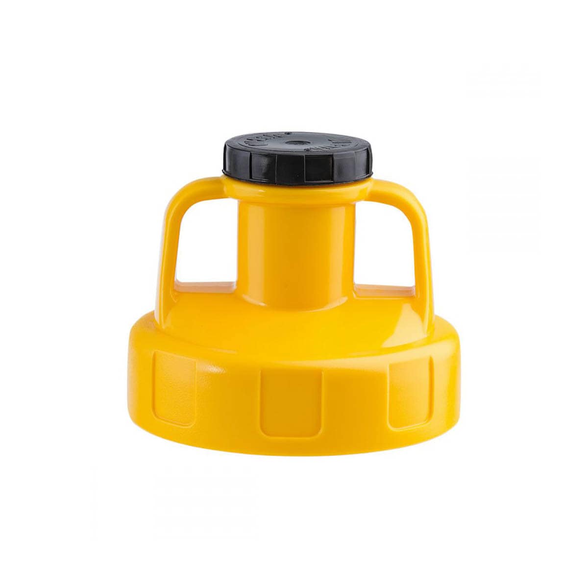Yellow OilSafe transfer container with utility lid for oil and fluid management, designed by DRIVEN Racing Shop.