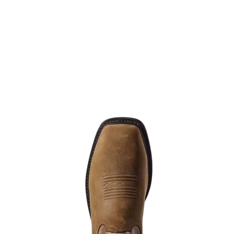 Brown leather boot on a beige background