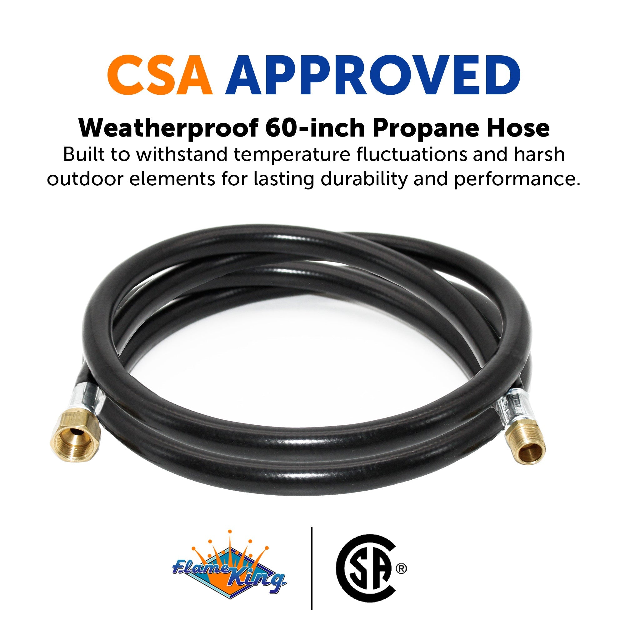 Flame King Thermo Plastic Hose Assembly for LP and Natural Gas, 60 Inch, 3/8 Inch - OVERLANDERS Outfitter
