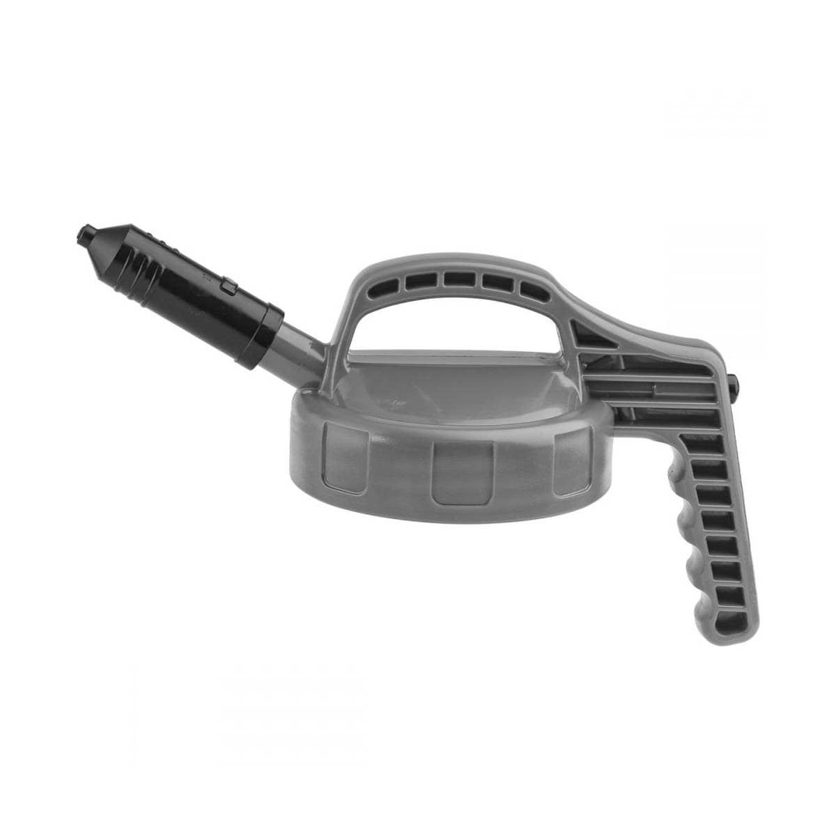 OilSafe Mini Stretch Spout lid for low-flow oil transfer, featuring a small spout for precise fluid handling, by DRIVEN Racing Shop.