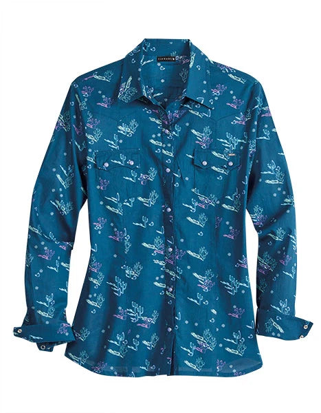 Tin Haul 2186 Cactus Shadows (Blue) - Women's Western Shirt - OVERLANDERS Outfitter
