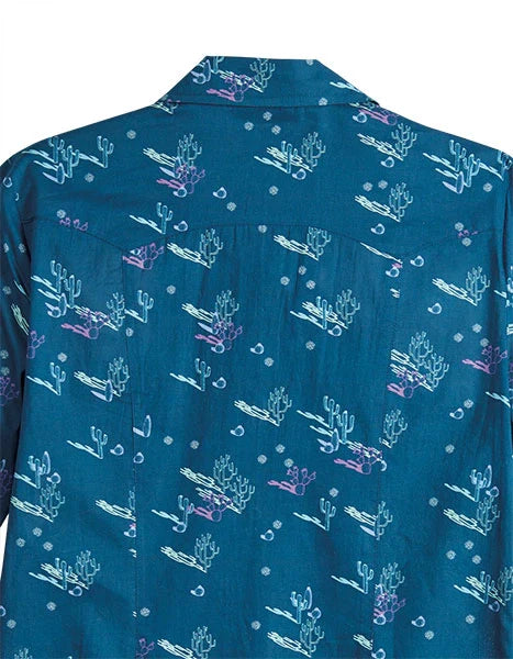 Tin Haul 2186 Cactus Shadows (Blue) - Women's Western Shirt - OVERLANDERS Outfitter
