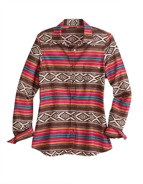 Women's western shirt featuring Tin Haul 2184 Aztec Blanket design in multi colors, made by HatCountry.