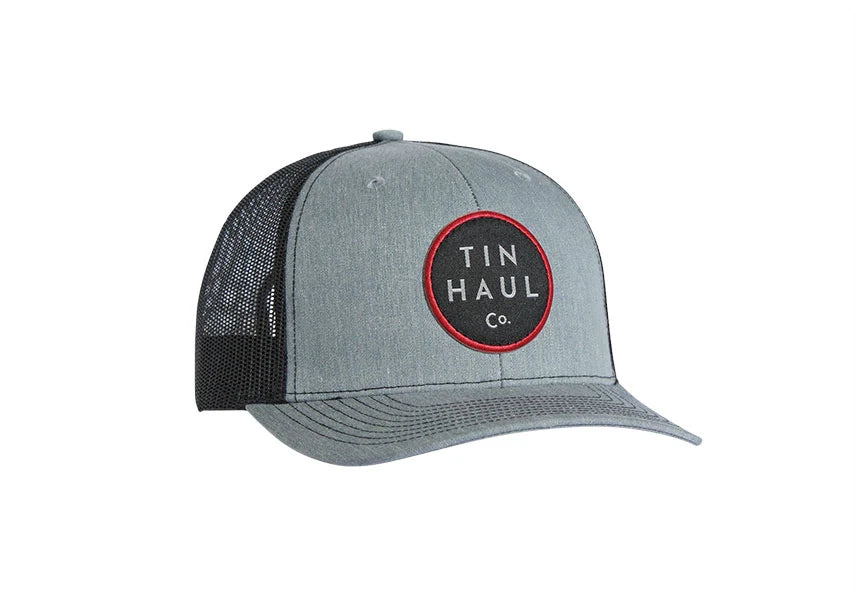 Grey Tin Haul embroidered logo ball cap, HatCountry headwear with adjustable strap and classic design, front view.