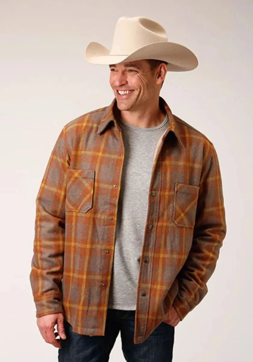 Men's Tin Haul Blaze Checkered coat from HatCountry, showcasing a stylish plaid pattern and classic collar detail.