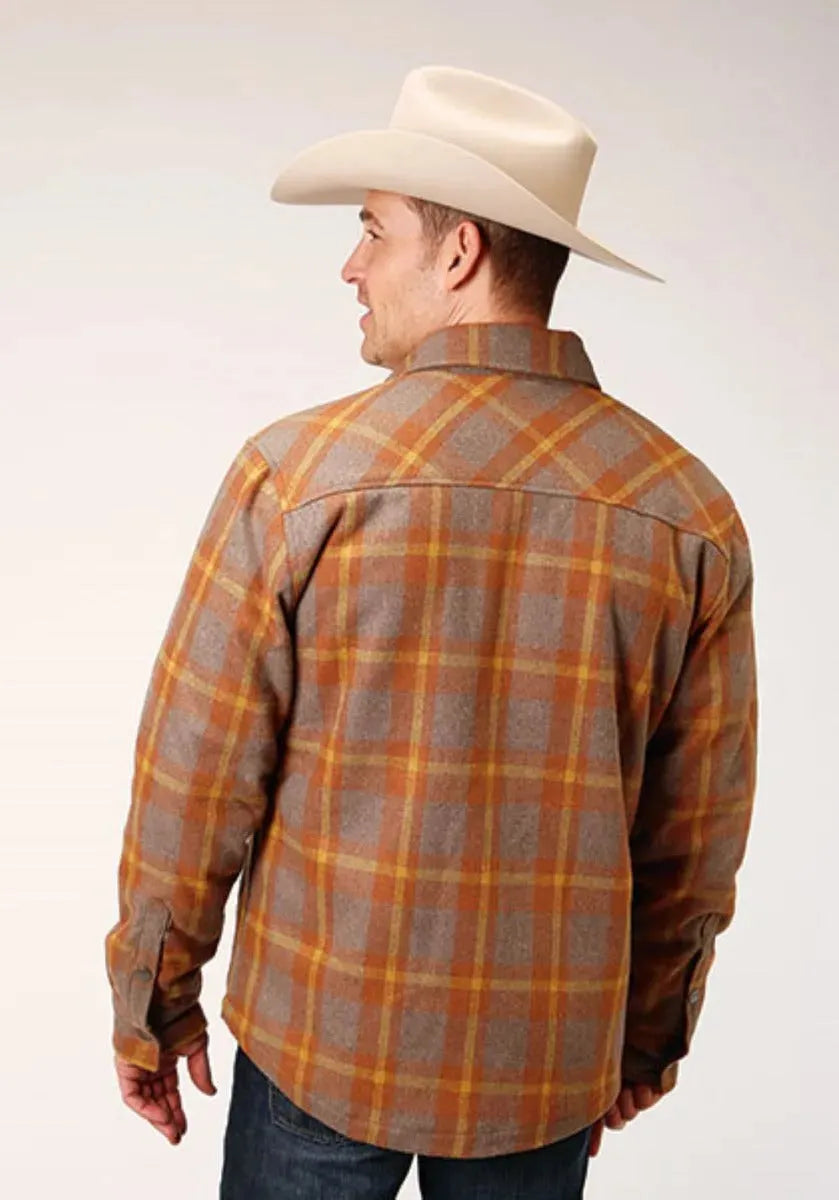 Men's Blaze Checkered coat by Tin Haul, a stylish men's apparel piece featuring a bold checkered pattern and classic design.