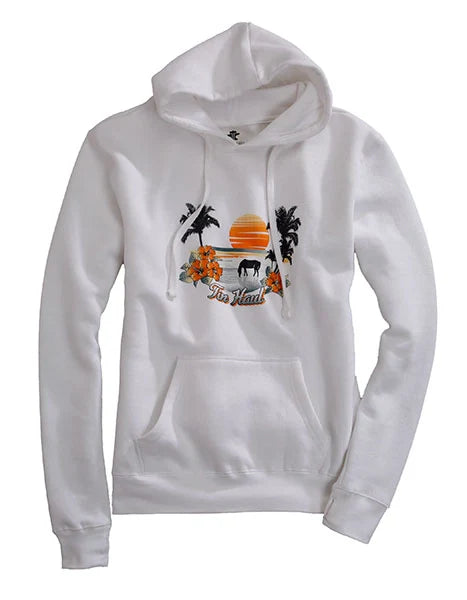 Tin Haul Hawaiian Sunset (White) - Women's Hoodie Sweatshirt - OVERLANDERS Outfitter