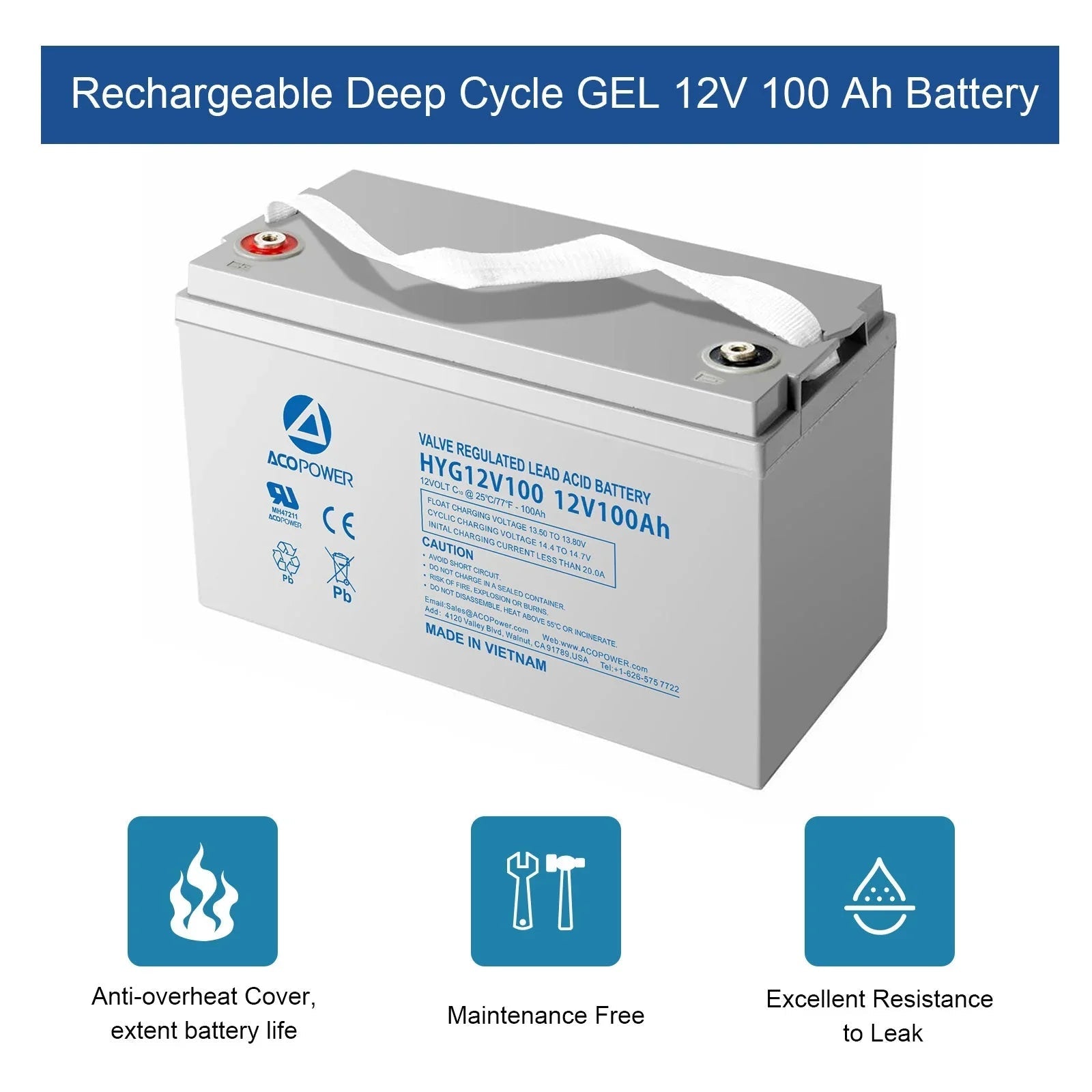 ACOPOWER Deep Cycle GEL Battery Mono Solar Power Complete System with Battery and Inverter for RV Boat 12V Off Grid Kit - OVERLANDERS Outfitter