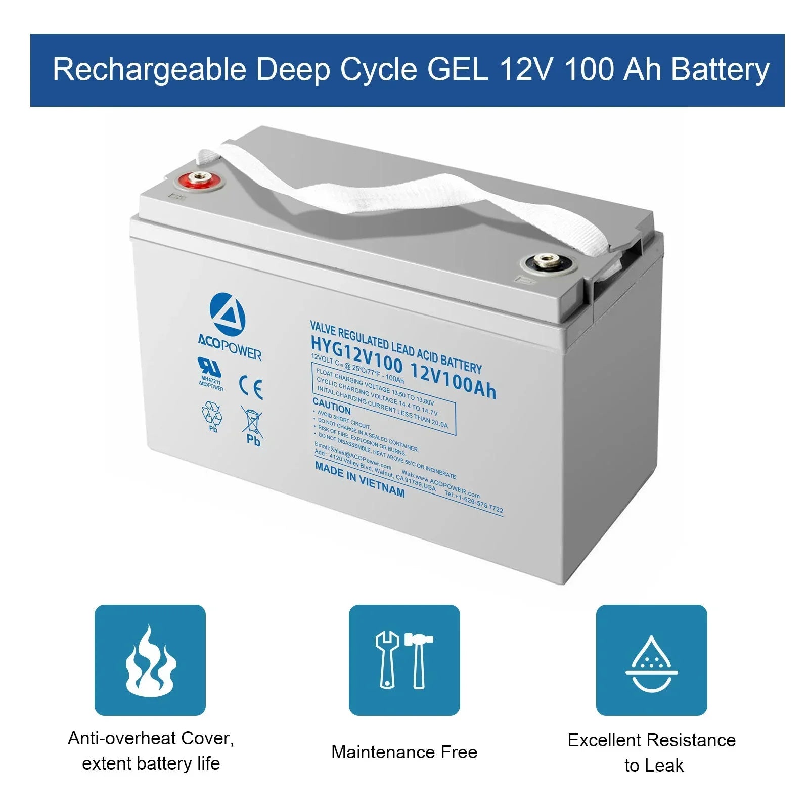 ACOPOWER Deep Cycle GEL Battery Mono Solar Power Complete System with Battery and Inverter for RV Boat 12V Off Grid Kit - OVERLANDERS Outfitter