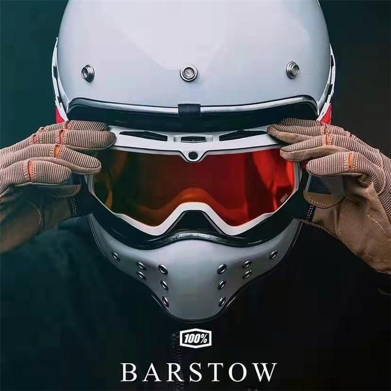Barstow™ motorcycle goggles by Bean's Moto Booth, helmet goggles with clear lens and black strap for motocross riding.