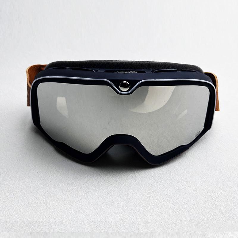 Bean's Moto Booth 100% Barstow™ motorcycle goggles with clear lenses and adjustable strap, designed for helmet use.