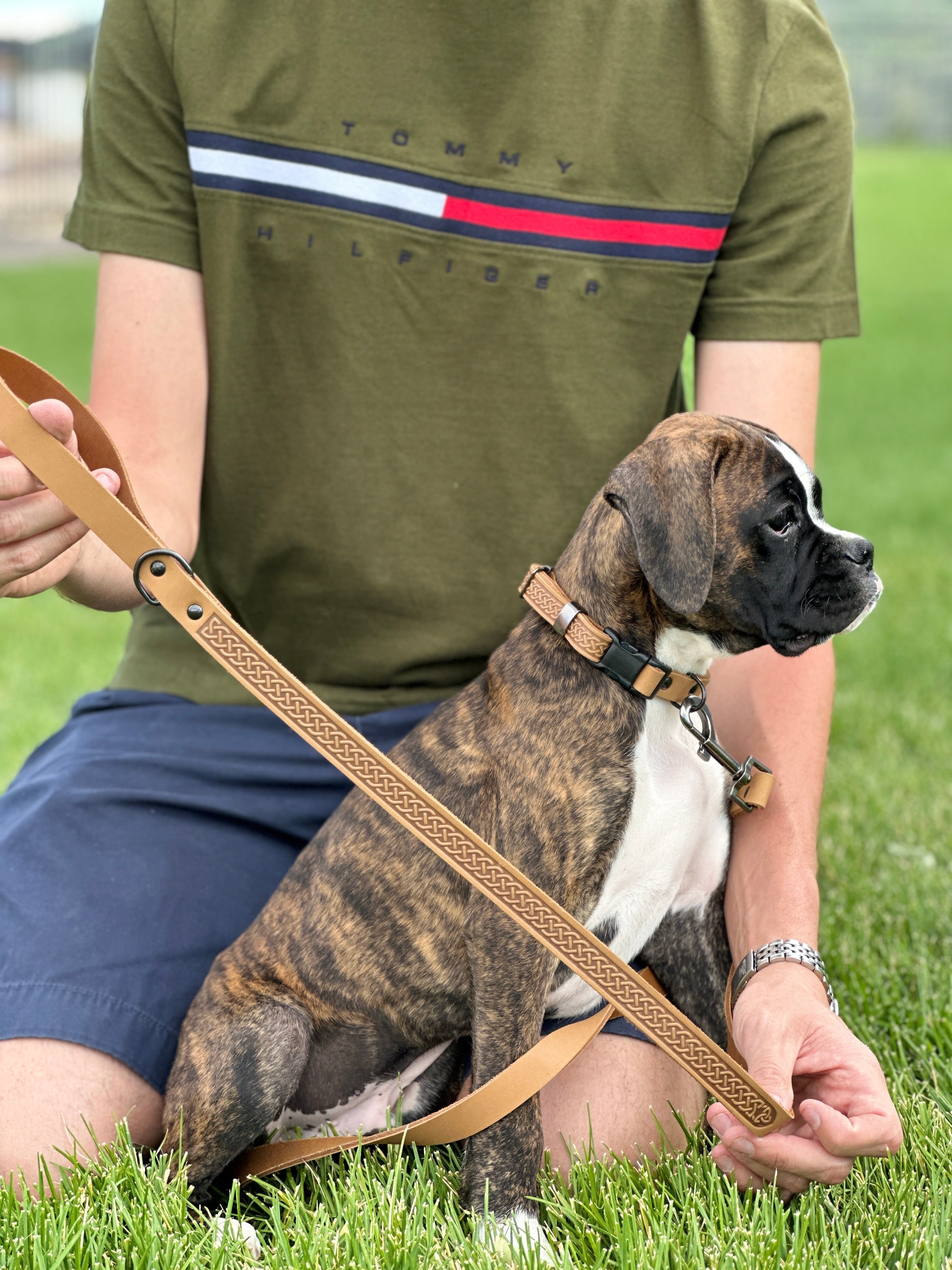 Celtic Sport Khaki Leather Dog Leash - OVERLANDERS Outfitter
