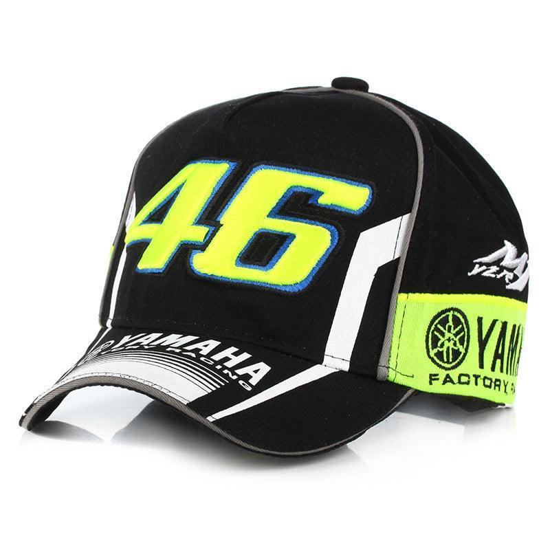 Sport motorcycle-themed baseball cap by Bean's Moto Booth with decor style, featuring a sporty motorcycle graphic on the front.