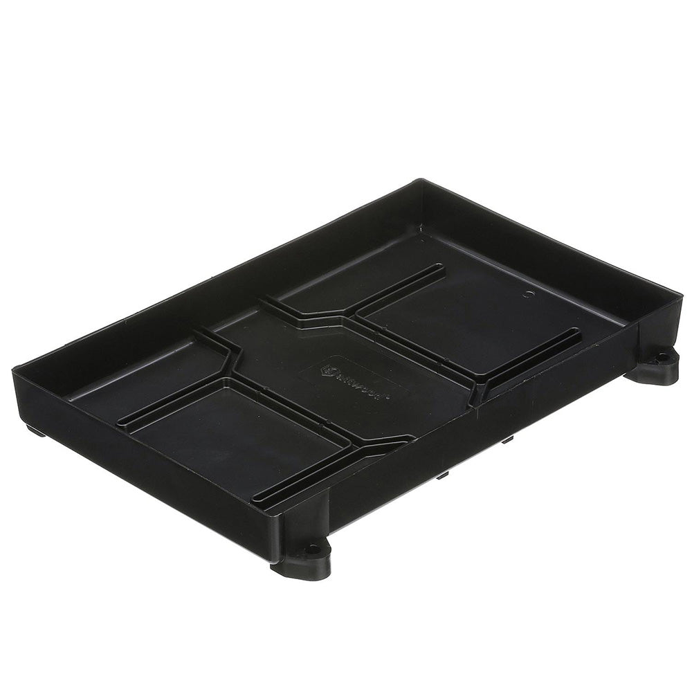 Attwood Group 24 battery tray with straps from Wake World Parts, showing metal tray and secure strap system for marine batteries.