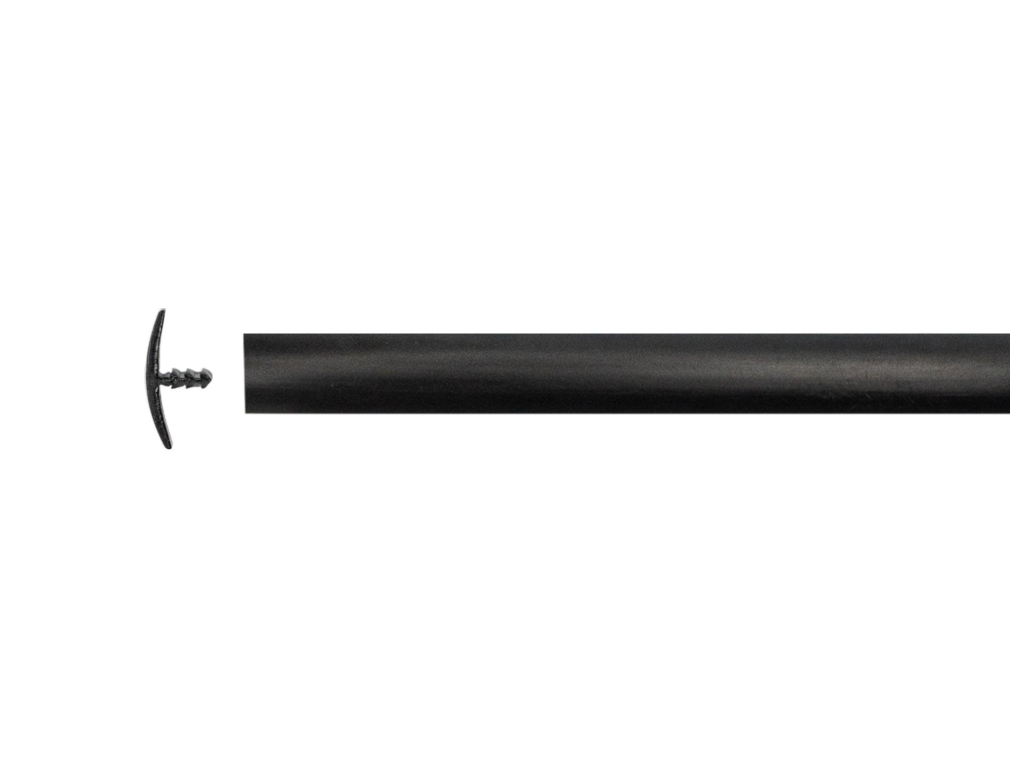 Black solid cabinetry edge molding by GoWesty, showing close-up of the textured, finished wood surface and crafted edge detail.